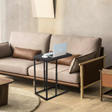 Industrial C-Shaped Narrow End Side Table & Rectangle Tabletop