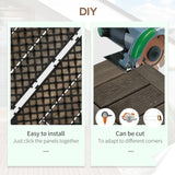 Outsunny 27 Pcs Wooden Interlocking Decking Tiles, 30 x 30 cm Outdoor Flooring Tiles, 2.5 per Pack, for Patio, Balcony, Terrace, Hot Tub, Charcoal Grey