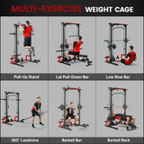 SPORTNOW Cable Crossover Machine, Multi-Function Power Rack with Pull Up Bar, Lat Pull Down System, Squat Rack, Barbell Bar