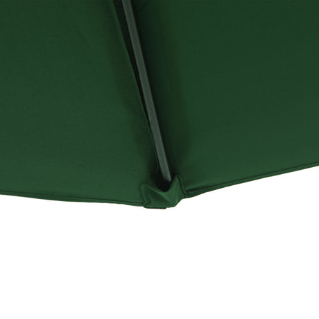 Outsunny 3(m) Half Parasol, Semi Round Umbrella with Metal Frame, Crank Handle for Balcony, Garden, Green