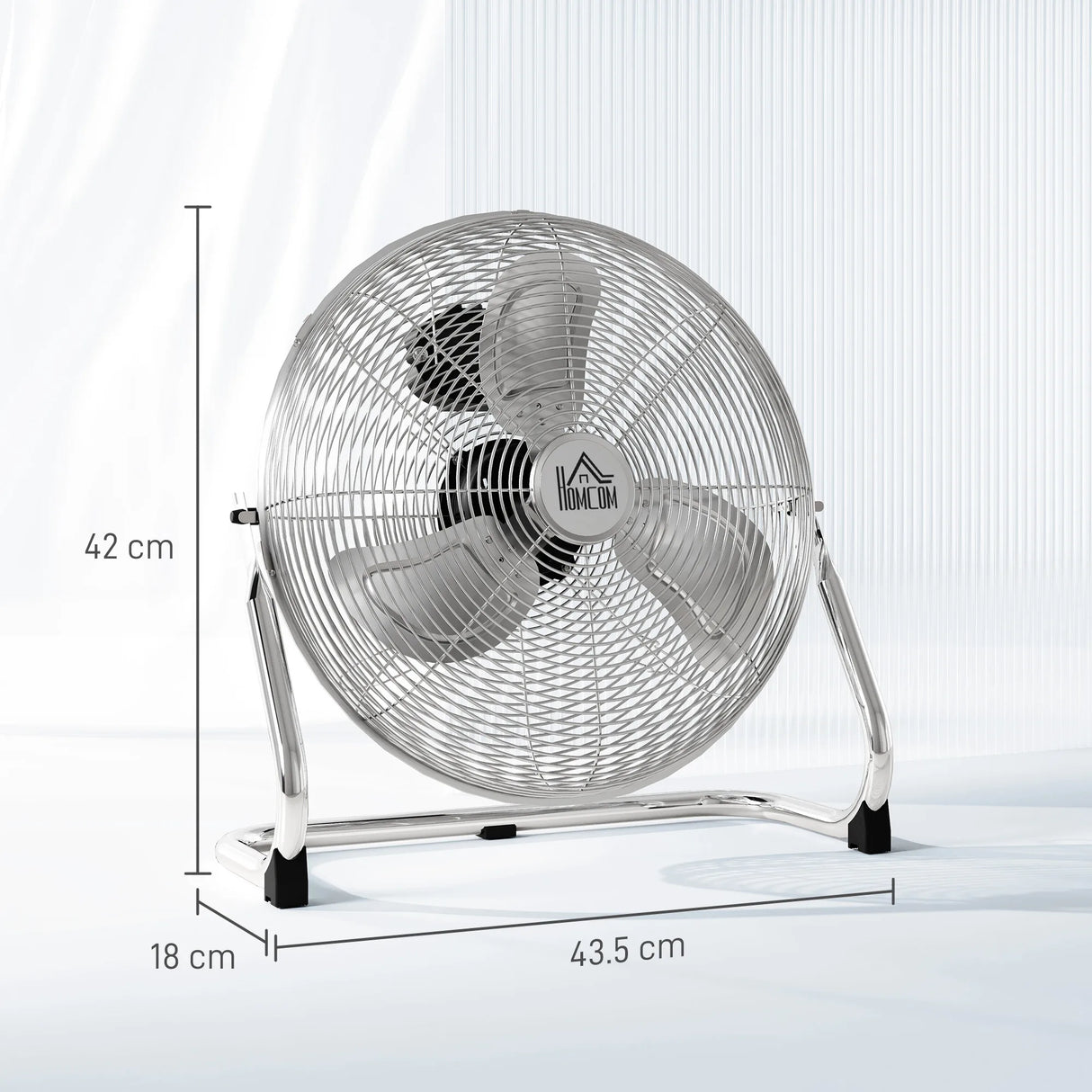HOMCOM Metal Floor Fan with 3 Speeds & 120 Adjustable Tilt - Silver Tone