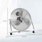 HOMCOM Metal Floor Fan with 3 Speeds & 120 Adjustable Tilt - Silver Tone