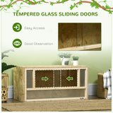 PawHut Reptile Terrarium Vivarium Habitat w/ Transparent Sliding Doors, Breathable Mesh, for Lizards, Horned Frogs, Snakes and Chameleons, 80 x 40 x 40 cm