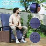 Outsunny 140 Reclining Rattan Armchair - Brown/Blue