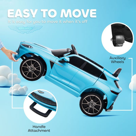 AIYAPLAY Aston Martin DBX Licensed Battery Powered Kids Electric Car, 12V Kids Ride on Car w/ Lights, Music Horn, Blue