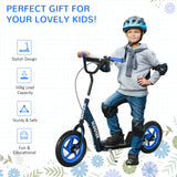 AIYAPLAY Kids Scooter with Adjustable Handlebar, Children's Kick Scooter with Non-slip Footplate, Rear Brake, Kickstand, Blue