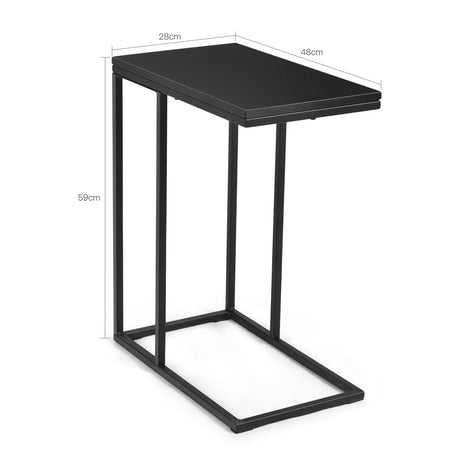 Industrial C-Shaped Narrow End Side Table & Rectangle Tabletop