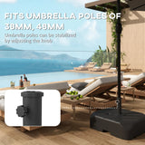 Outsunny Garden Parasol Base with Wheels, Telescopic Handle, 72 kg /45 kg Fillable Sun Umbrella Base Parasol Stand, Black