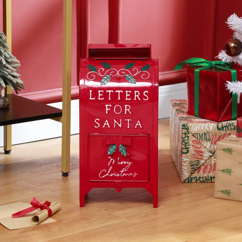 HOMCOM A5 Christmas Letter Postbox - Red/White