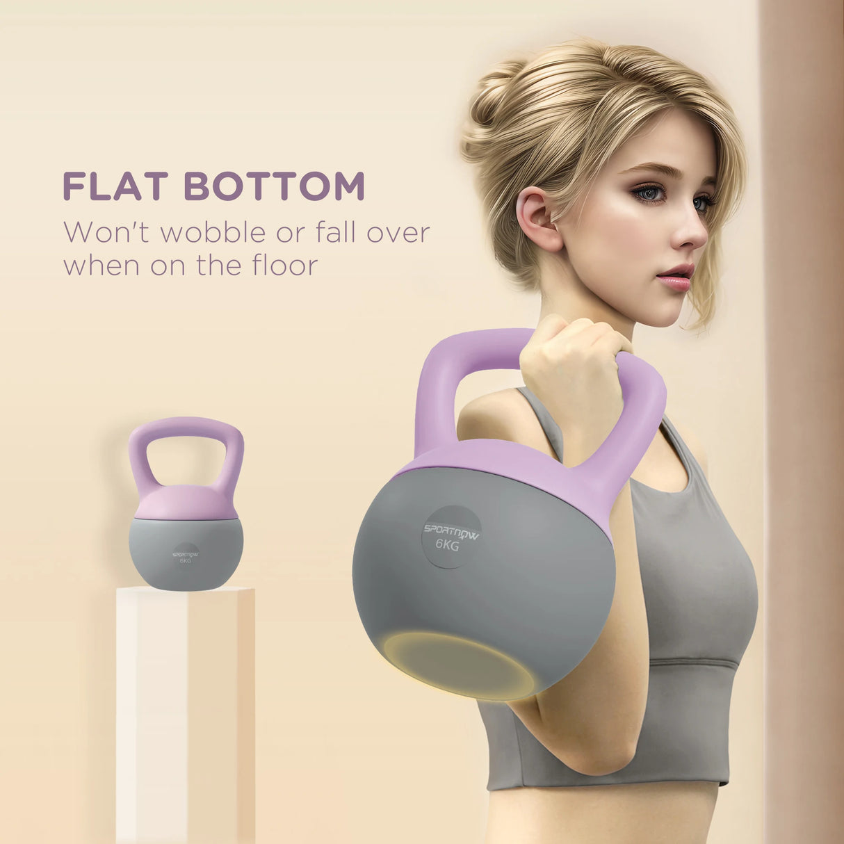 SPORTNOW 6KG Soft Kettlebell, Kettle Bell with Non-Slip Handle for Home Gym, Weight Lifting, Strength Training, Purple/Grey