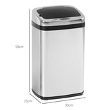 HOMCOM 30L Stainless Steel Motion Sensor Lid Bin - Silver Tone