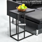 Industrial C-Shaped Narrow End Side Table & Rectangle Tabletop