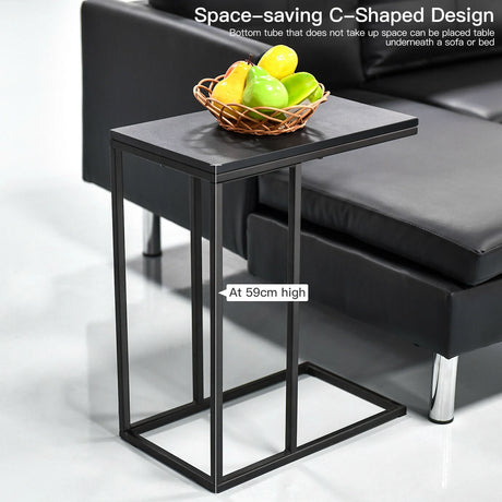 Industrial C-Shaped Narrow End Side Table & Rectangle Tabletop