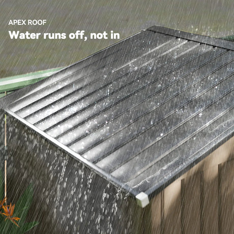 Outsunny 7 x 4ft Metal Garden Shed, Outdoor Storage Tool House with Ventilation Slots, Foundation Kit and Lockable Double Doors, Brown