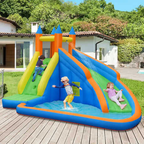 Inflatable Water Slide Wet & Dry Bounce House with Carrying Bag (without Blower)