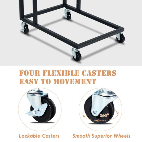 Industrial Side Table with Rolling Wheels for Bedroom
