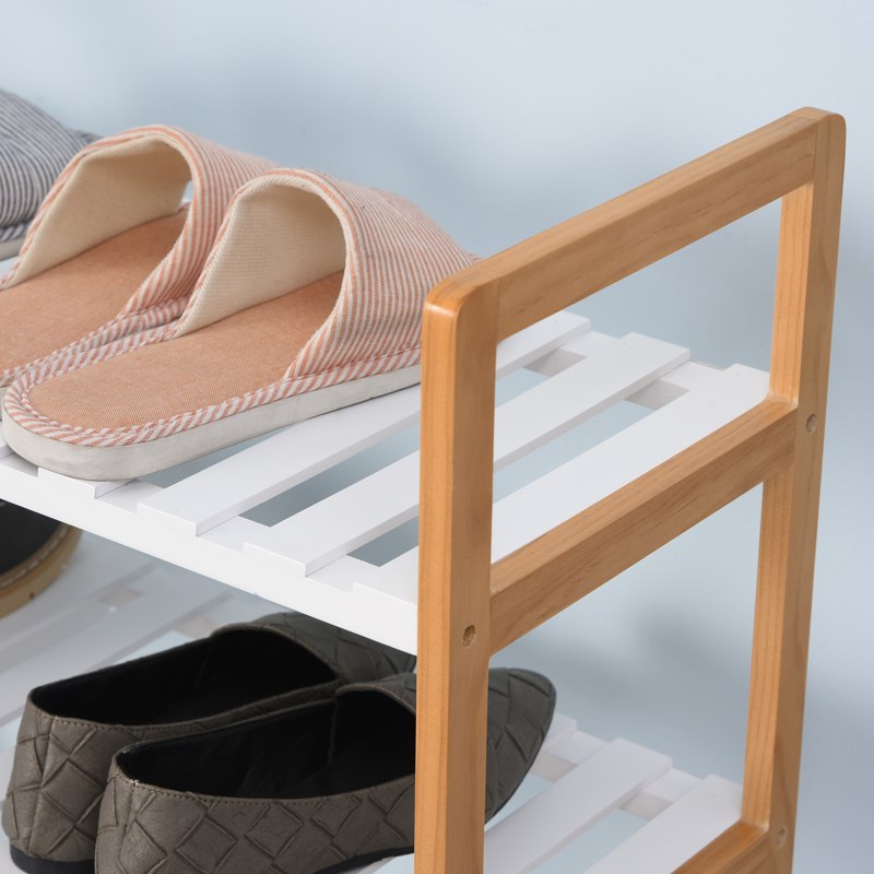 HOMCOM 4 Tier Shoe Racks Storage Stand Shelf Organizer Wood Frame 78 x 68 x 26 cm Hallway Furniture