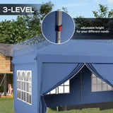 Outsunny 3 x 6m Pop-Up Gazebo, with Curtain Walls and Windows - Blue