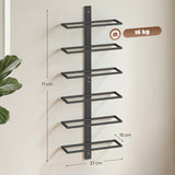HOMCOM Wall Mounted Wine Rack, 6 Tier Metal Wine Display Rack, Storage Holder for Kitchen, Black
