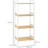 HOMCOM Four-Tier Bamboo Adjustable Shelf Storage Unit