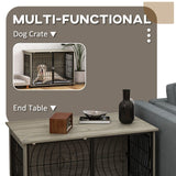 PawHut Dog Crate Furniture End Table w/ Plush Washable Cushion, Lockable Door, for Large Dogs