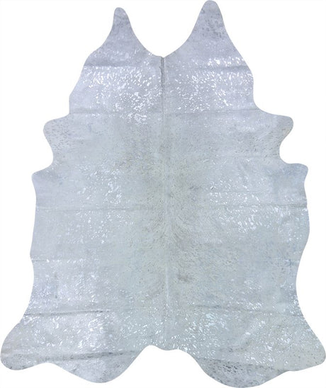 COWHIDE METALLIC SILVER ON OFF WHITE 3-5M (238cm × 200cm)