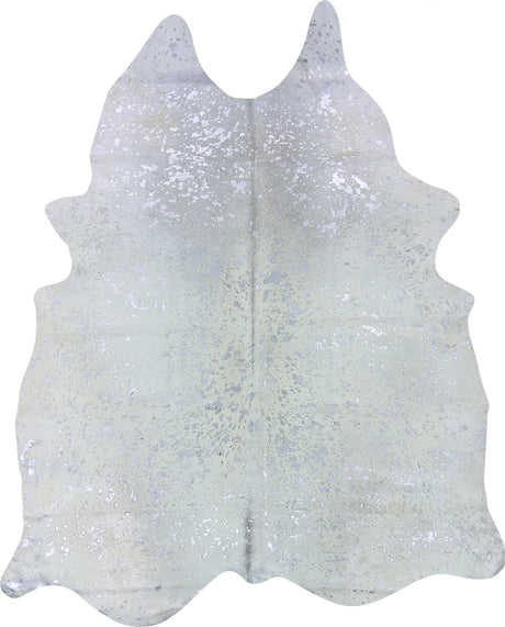 COWHIDE METALLIC SILVER ON OFF WHITE 3-5M - 234cm  195cm