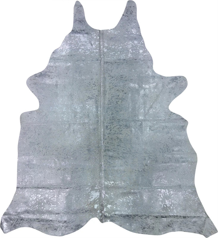 COWHIDE METALLIC SILVER ON OFF WHITE 3-5M - 231cm  215cm
