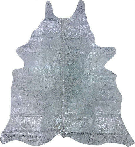 COWHIDE METALLIC SILVER ON OFF WHITE 3-5M - 231cm  215cm