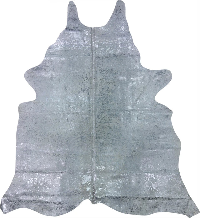 COWHIDE METALLIC SILVER ON OFF WHITE 3-5M - 231cm  215cm