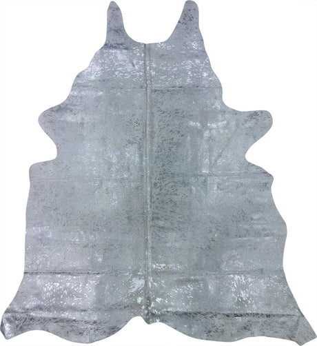 COWHIDE METALLIC SILVER ON OFF WHITE 3-5M - 231cm  215cm