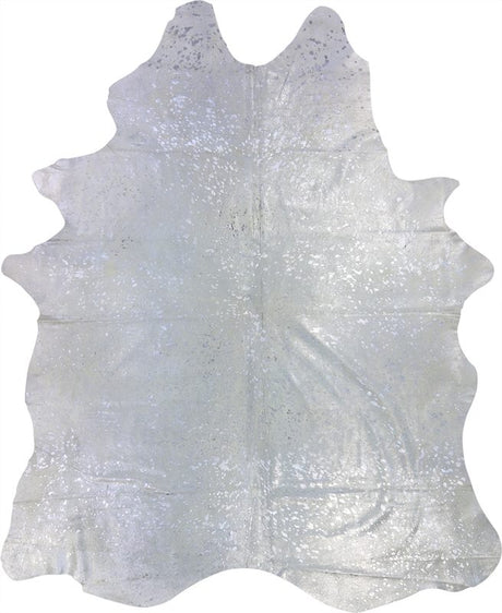 COWHIDE METALLIC SILVER ON OFF WHITE 3-5M (237cm × 195cm)