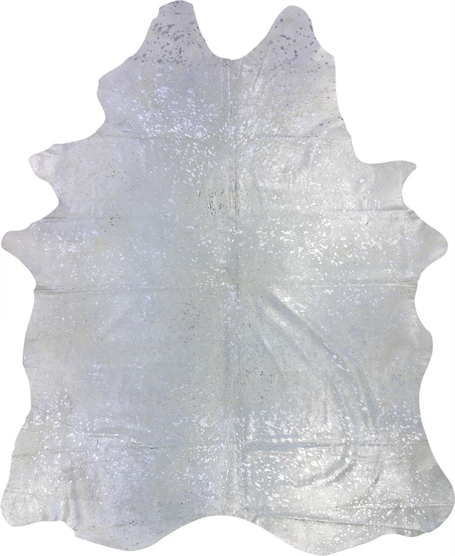 COWHIDE METALLIC SILVER ON OFF WHITE 3-5M - 237cm  195cm