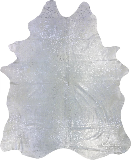 COWHIDE METALLIC SILVER ON OFF WHITE 3-5M - 237cm  195cm