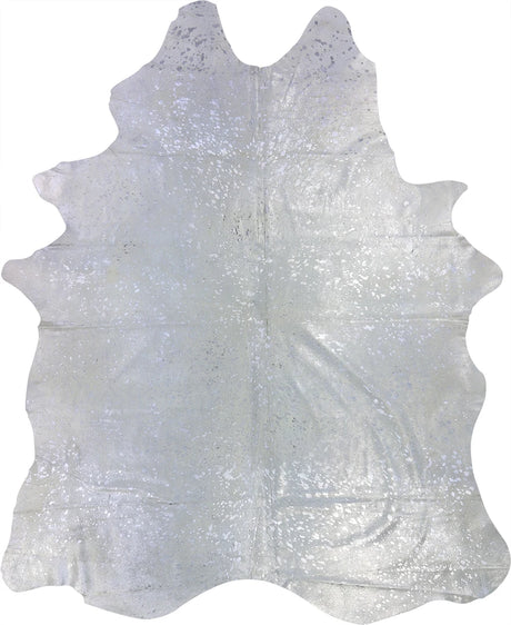 COWHIDE METALLIC SILVER ON OFF WHITE 3-5M - 237cm  195cm
