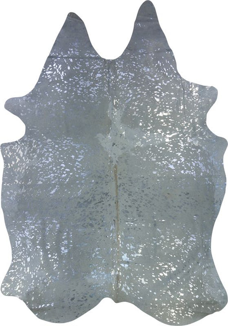 COWHIDE METALLIC SILVER ON OFF WHITE 3-5M (251cm × 176cm)