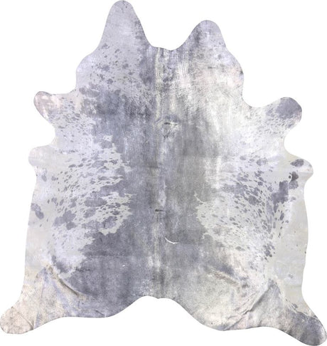 COWHIDE METALLIC SILVER ON BLACK 3-5M (195cm × 206cm)