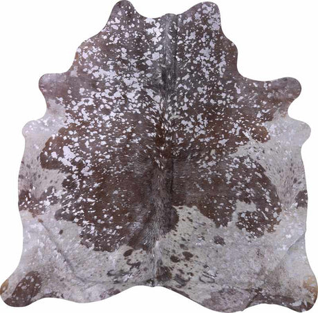 COWHIDE METALLIC SILVER ON BROWN 3-5M (200cm × 203cm)