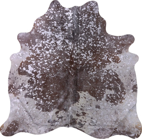 COWHIDE METALLIC SILVER ON BROWN 3-5M - 200cm  203cm