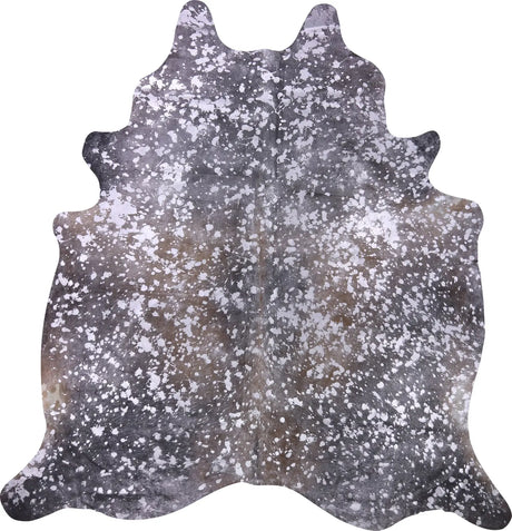 COWHIDE METALLIC SILVER ON BROWN 3-5M - 235cm  225cm