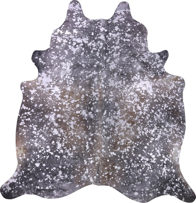 COWHIDE METALLIC SILVER ON BROWN 3-5M - 235cm  225cm