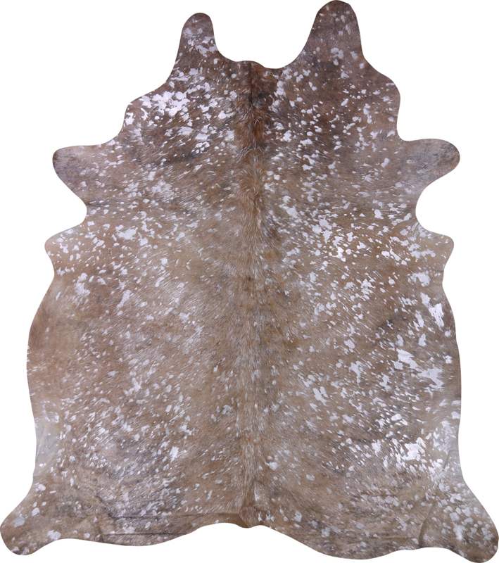 COWHIDE METALLIC SILVER ON BROWN 3-5M (251cm × 218cm)