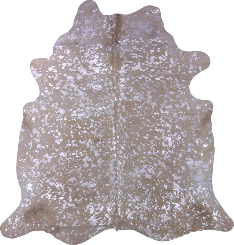 COWHIDE METALLIC SILVER ON BROWN 3-5M (237cm × 223cm)