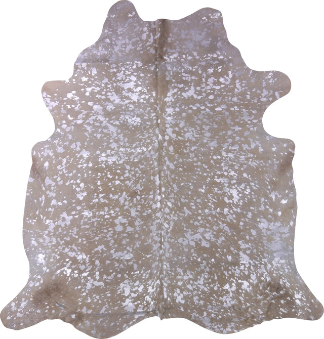 COWHIDE METALLIC SILVER ON BROWN 3-5M - 237cm  223cm