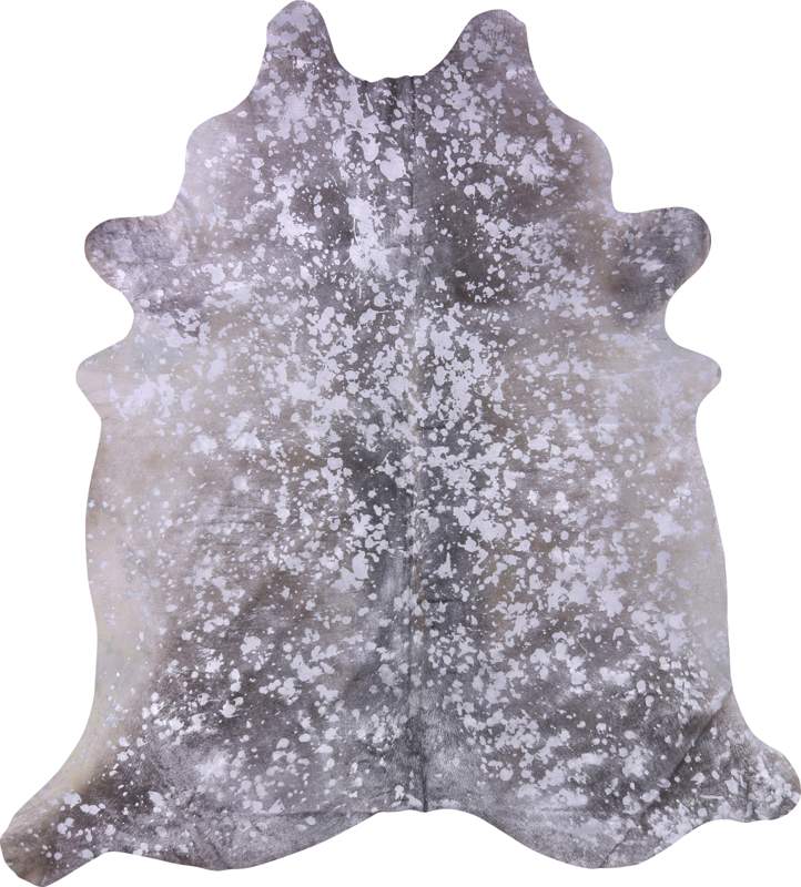 COWHIDE METALLIC SILVER ON BROWN 3-5M (235cm × 211cm)