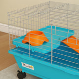 PawHut Small Animal Cage Rabbit Guinea Pigs Chinchillas Cage with Wheels Water Bottle