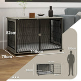 PawHut 46.46'' Dog Crate Furniture End Table w/ Plush Washable Cushion, Lockable Door, for Extra Large Dogs