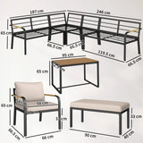 Outsunny 7 Seater Garden Furniture Set, Metal Garden Sofa Set with Cushions, Outdoor Furniture Conversation Sets, Khaki
