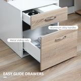 HOMCOM Computer Desk with Drawers and Storage Shelves, Office Desk Writing Table with Printer Stand, Large Workstation for Study Play Work Home Office, 137 x 55 x 92cm, Oak