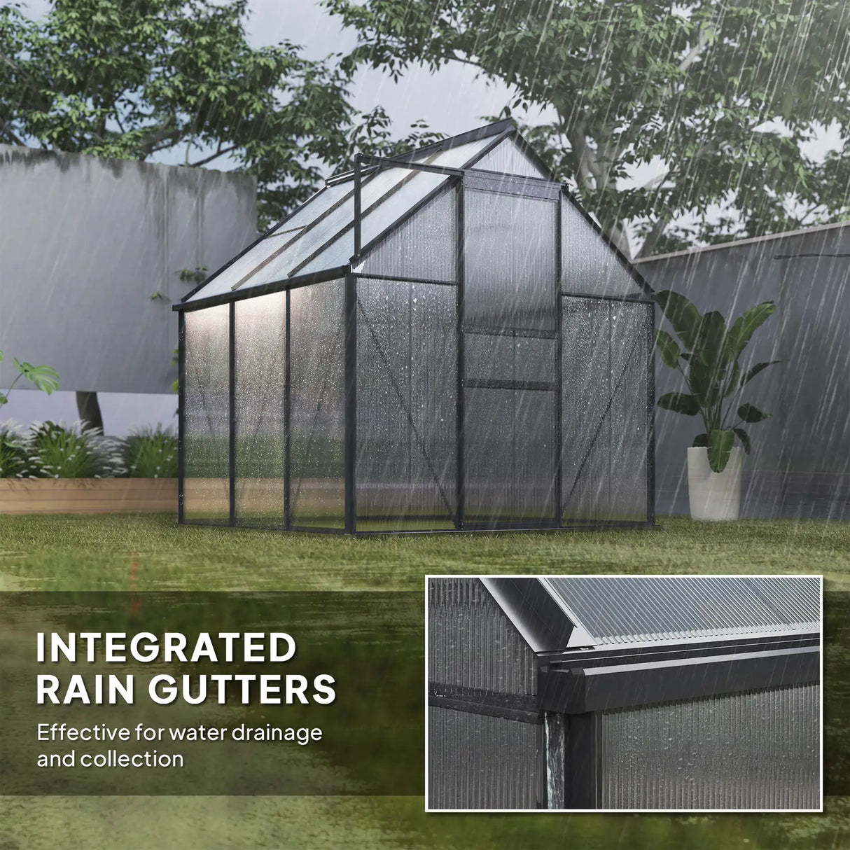 Outsunny 190 x 190cm Walk-In Polycarbonate Greenhouse